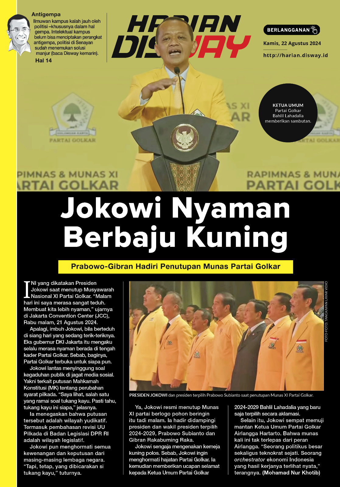 Jokowi Nyaman Berbaju Kuning