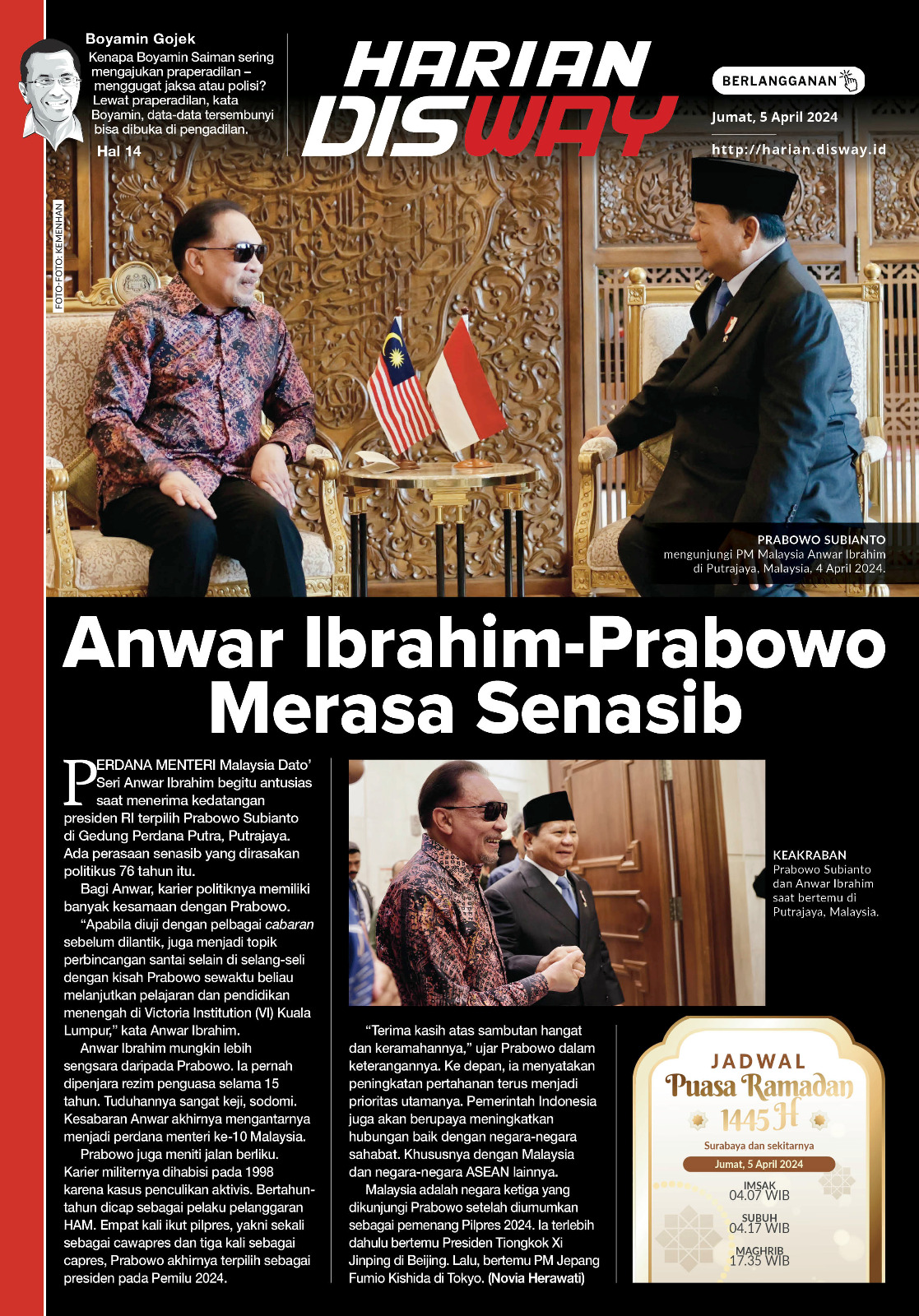 Anwar Ibrahim-Prabowo Merasa Senasib