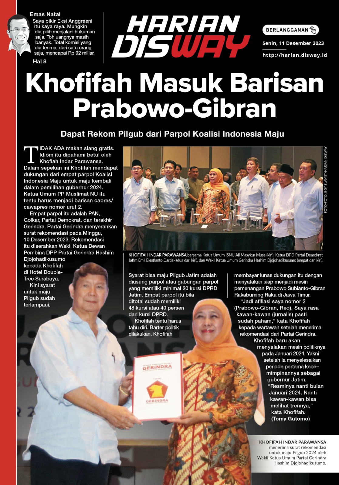 Khofifah Masuk Barisan Prabowo-Gibran