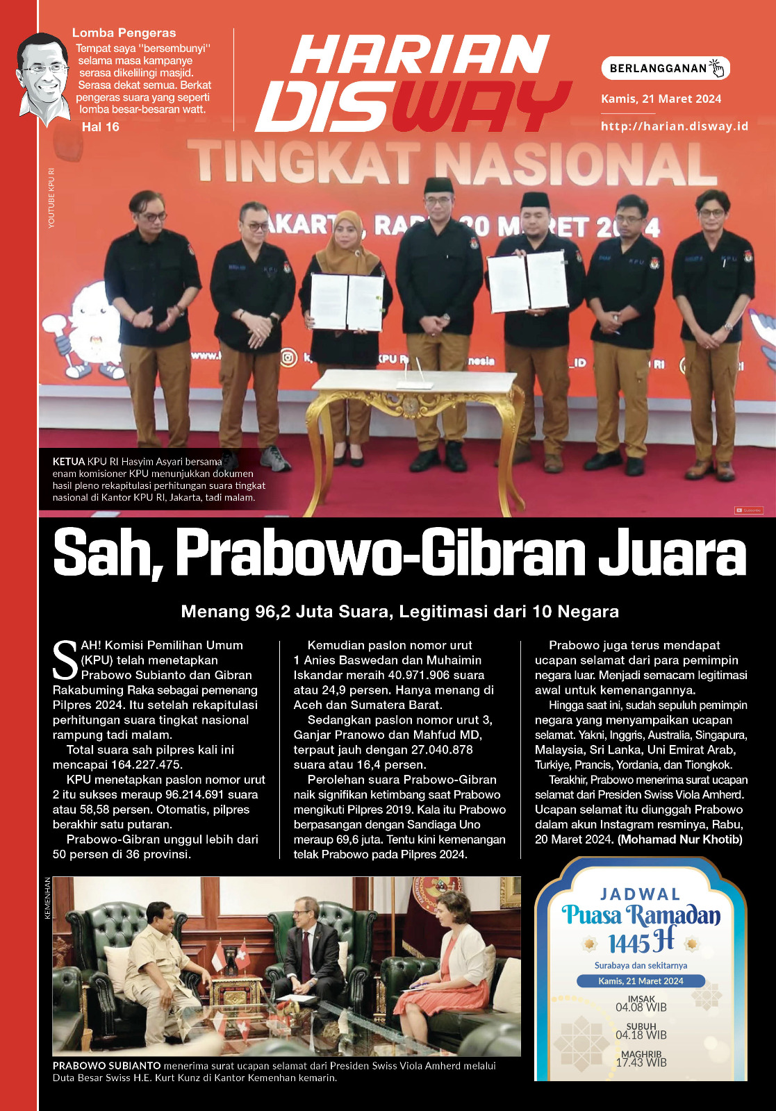 Sah, Prabowo-Gibran Juara