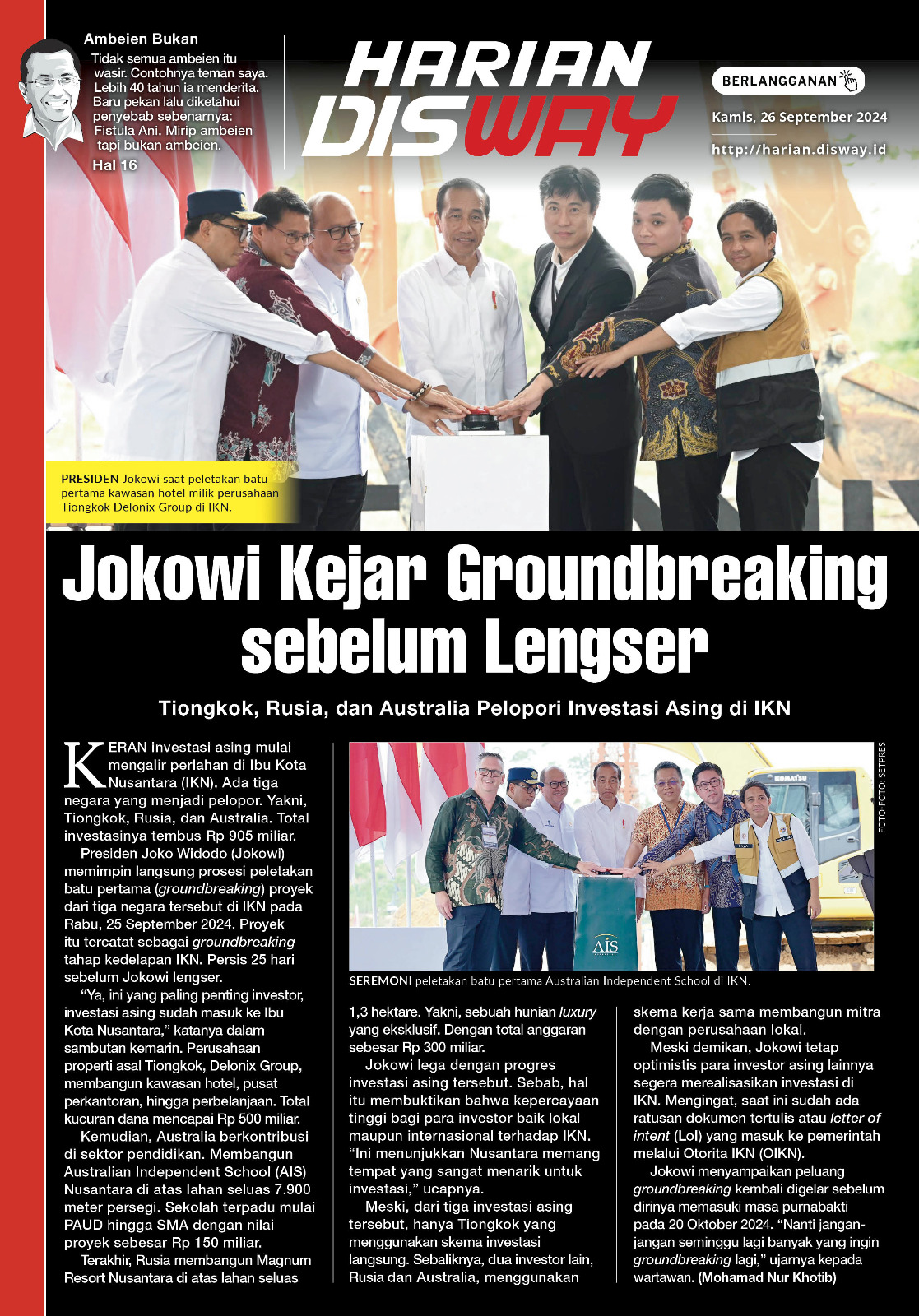 Jokowi Kejar Groundbreaking sebelum Leng