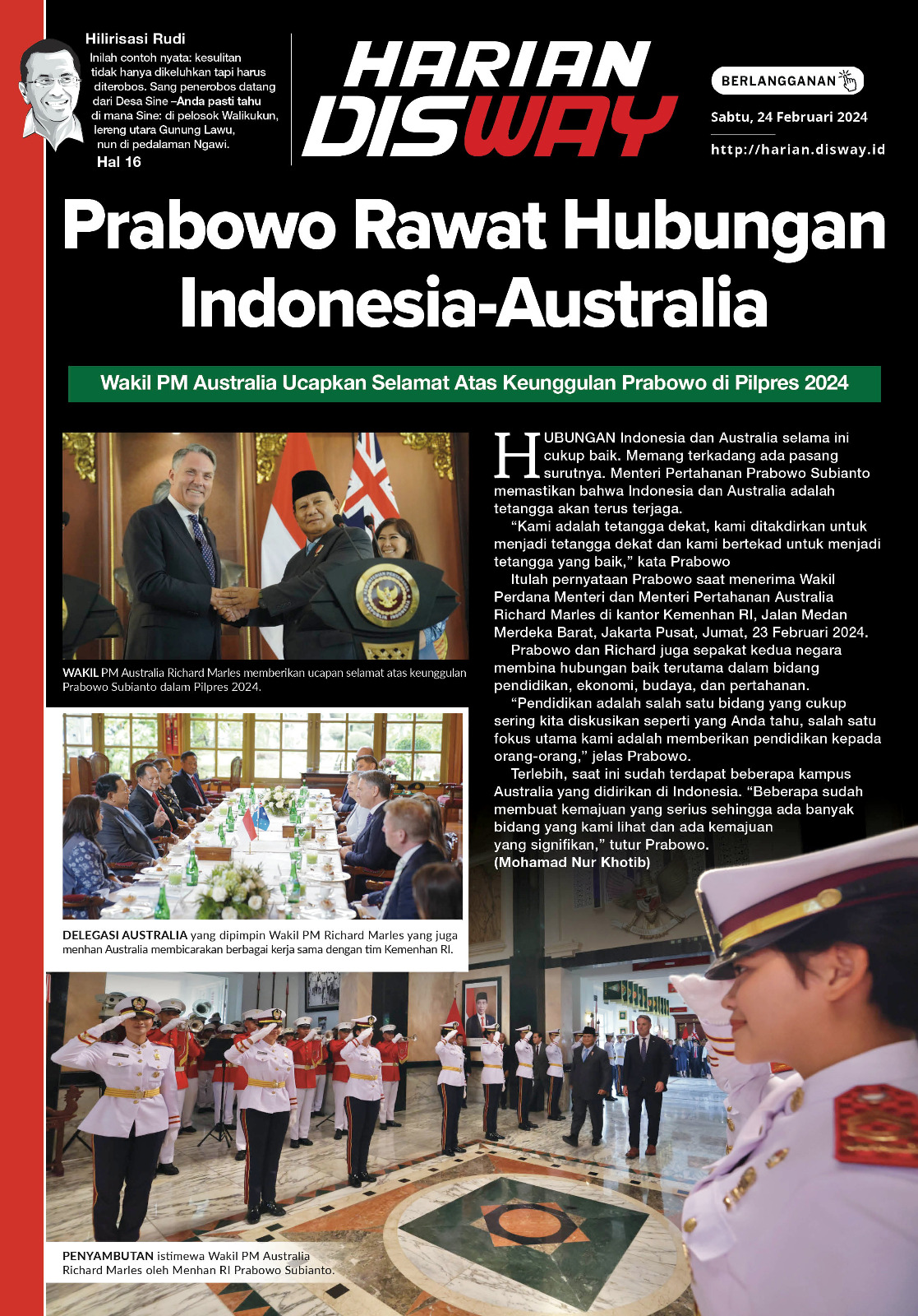 Prabowo Rawat Hubungan Indonesia-Austral