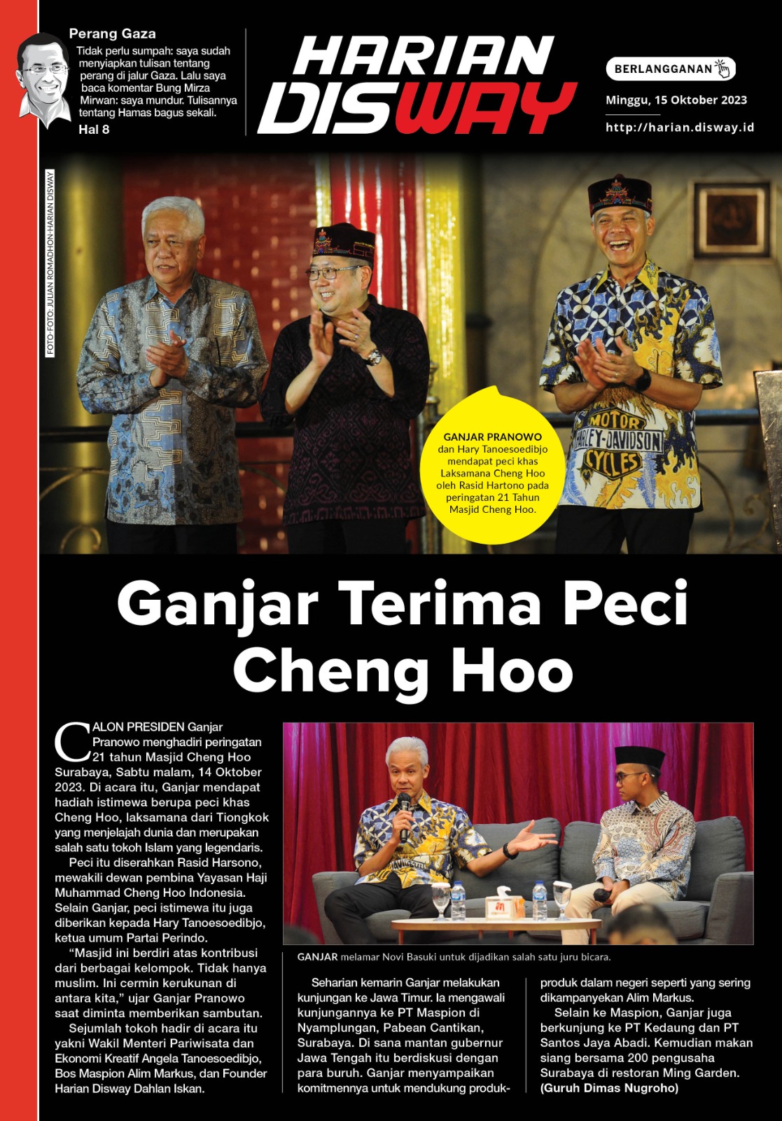 Ganjar Terima Peci Cheng Hoo