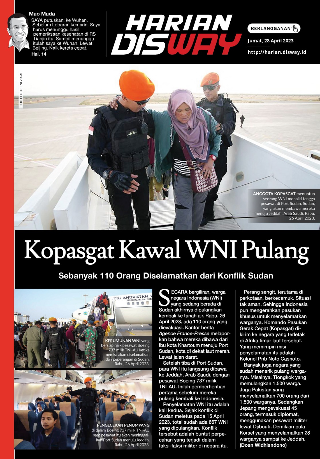 Kopasgat Kawal WNI Pulang