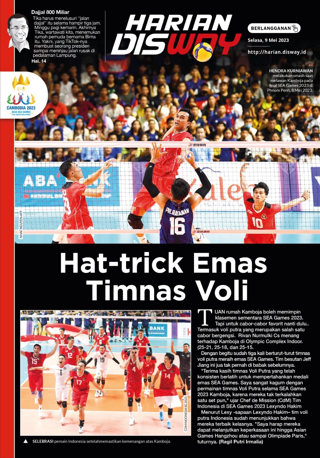 Hat-trick Emas Timnas Voli