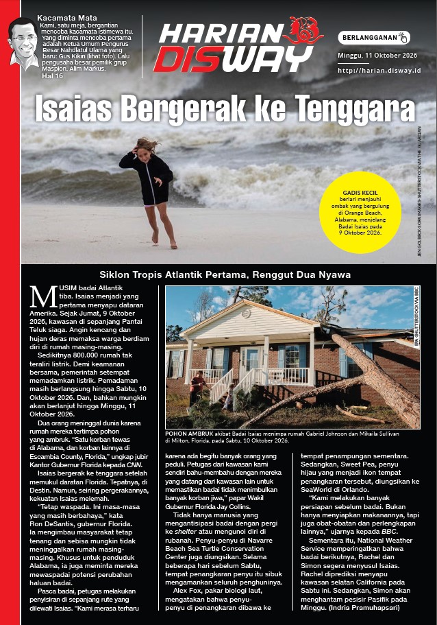 Isaias Bergerak ke Tenggara