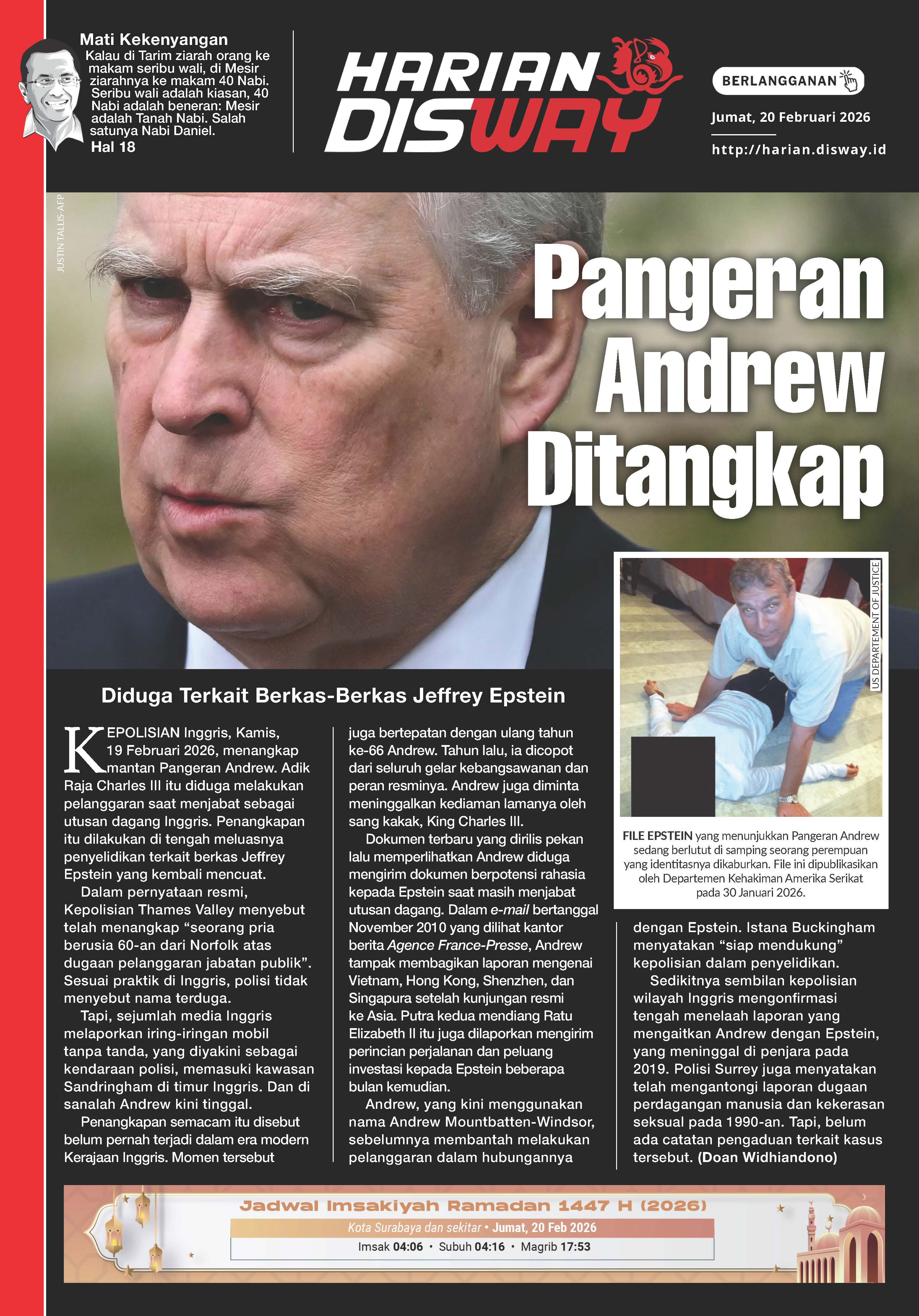 Pangeran Andrew Ditangkap