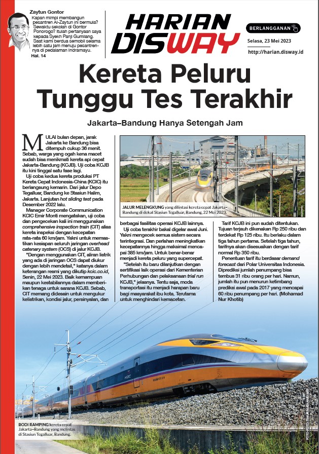 Kereta Peluru Tunggu Tes Terakhir