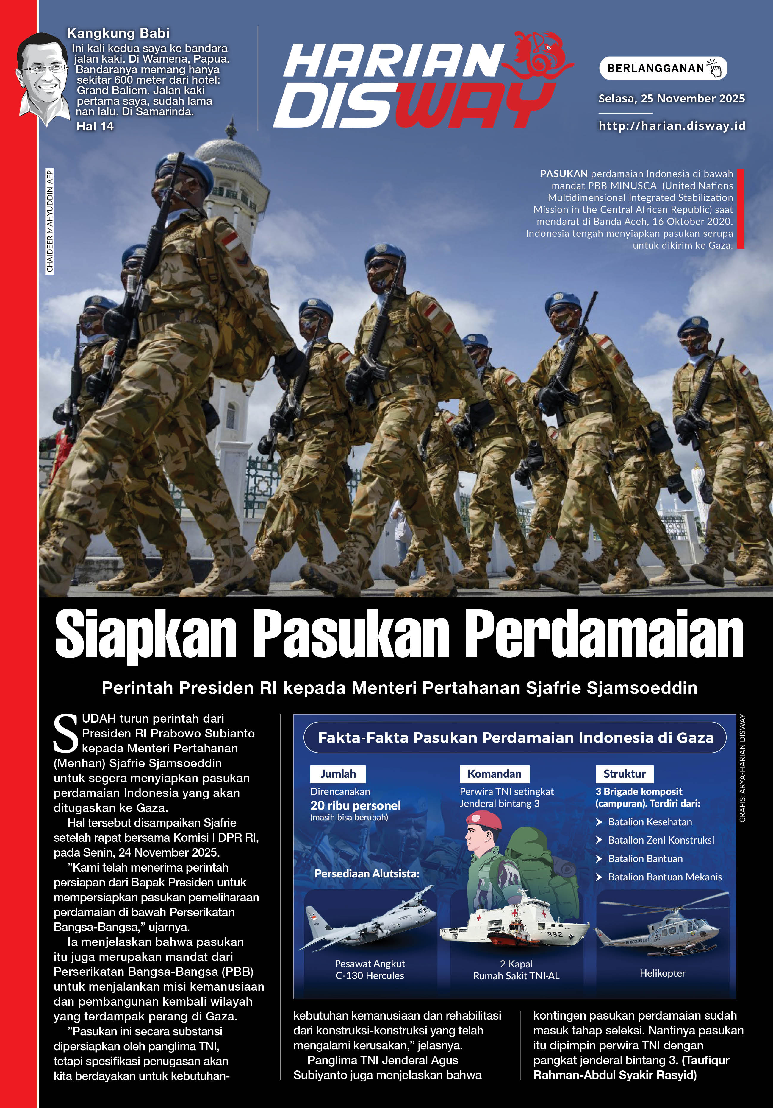 Siapkan Pasukan Perdamaian