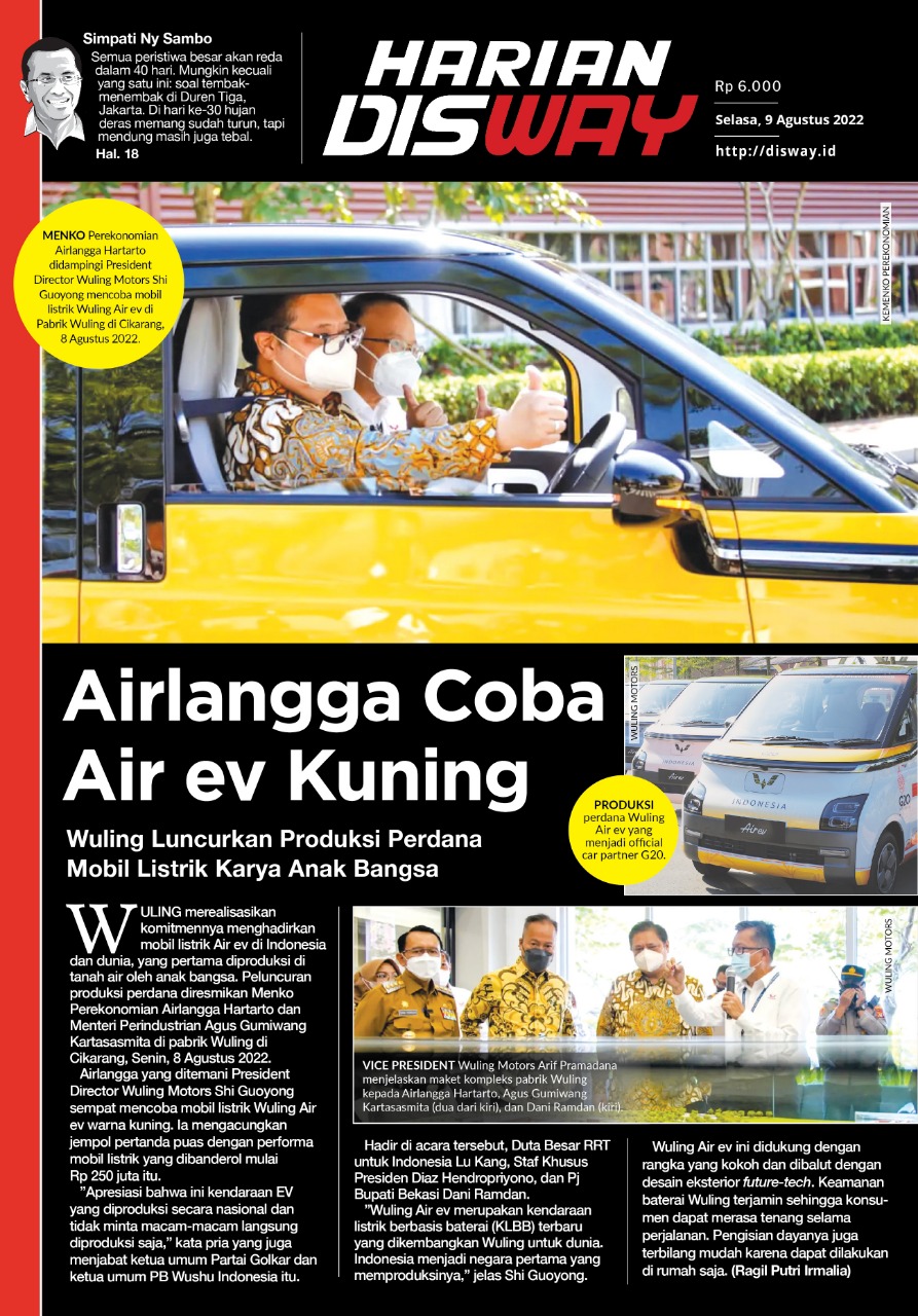 Airlangga Coba Wuling Air ev Kuning