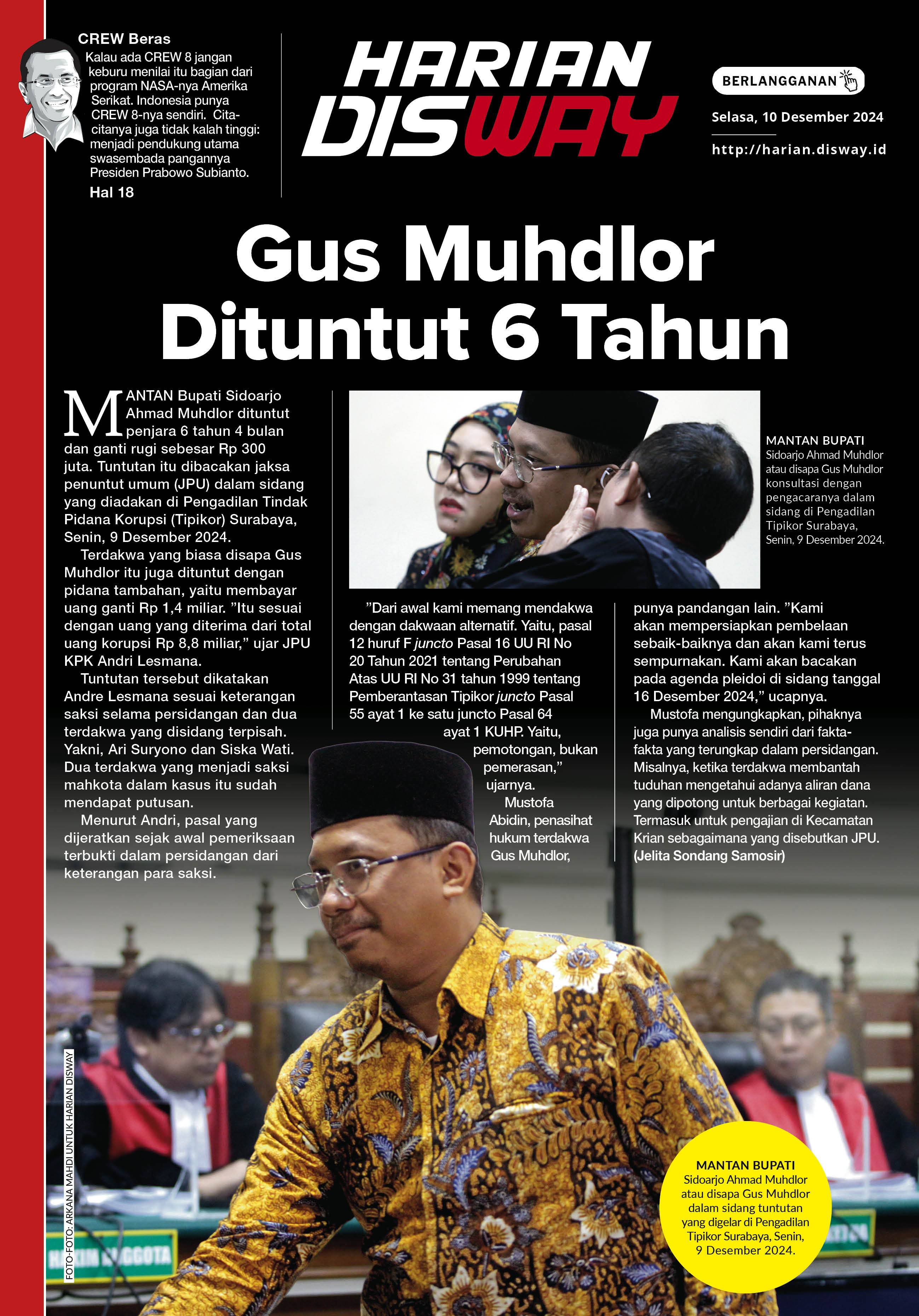 Gus Muhdlor Dituntut 6 Tahun