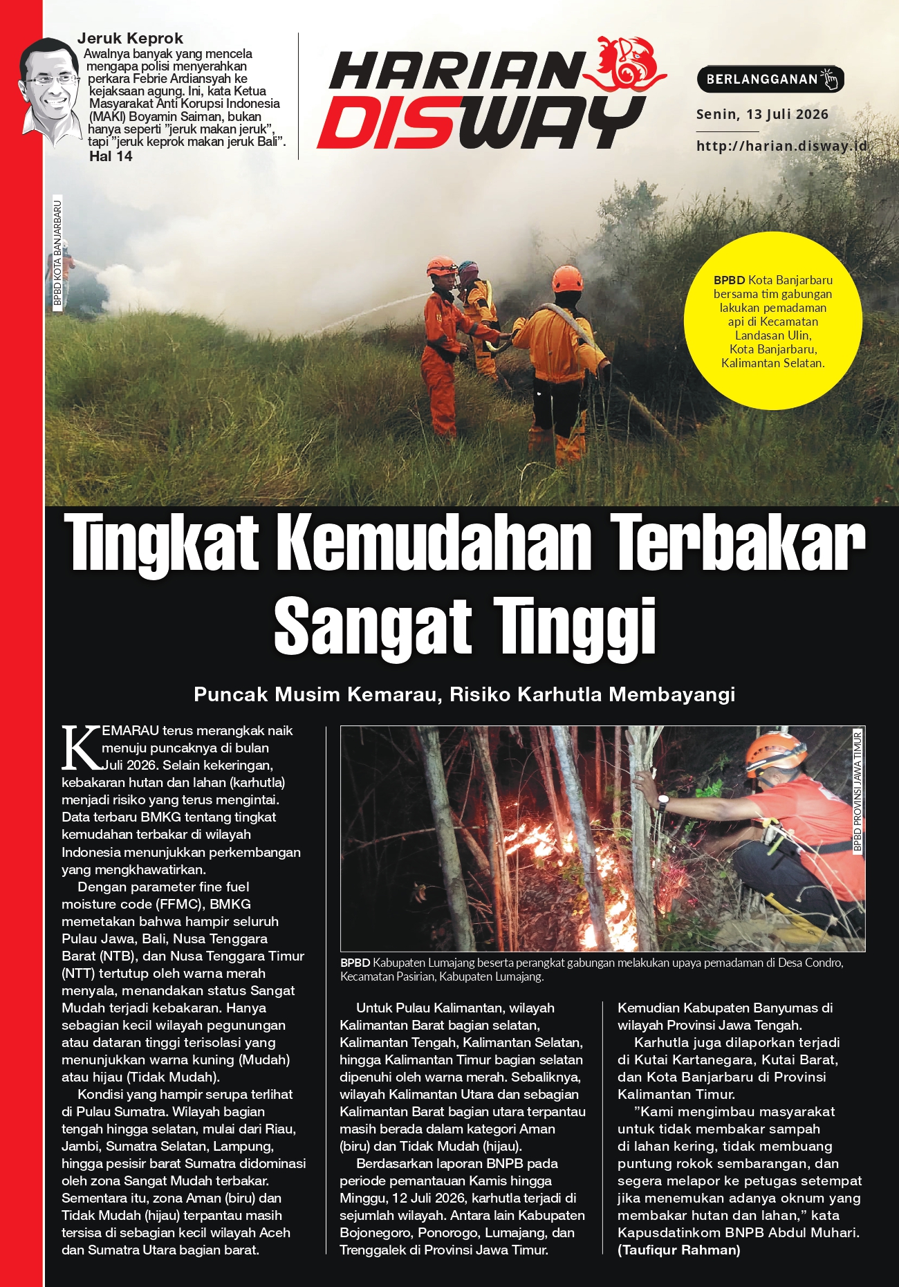 Tingkat Kemudahan Terbakar Sangat Tinggi