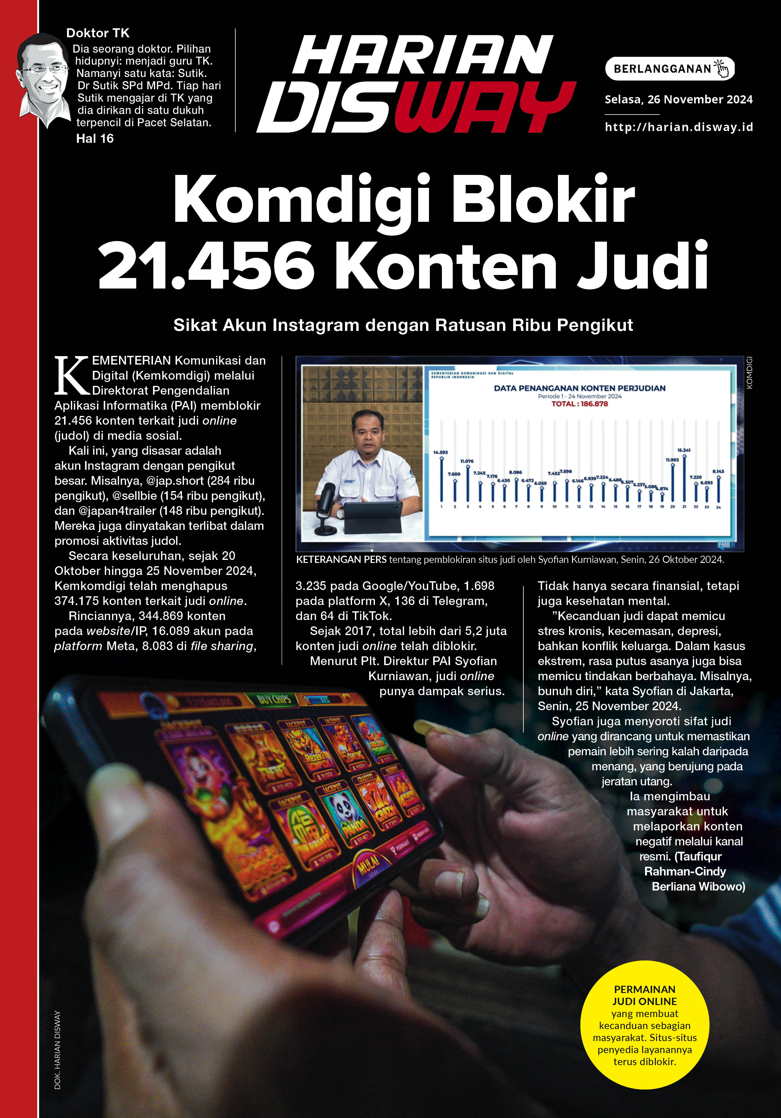 Komdigi Blokir 21.456 Konten Judi