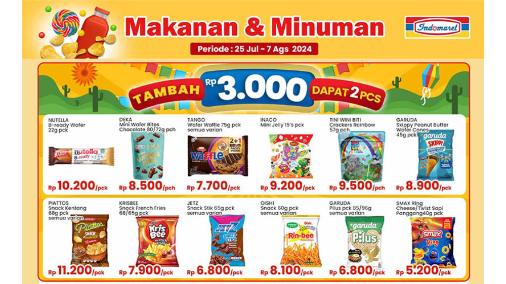 Serbu! Katalog Promo JSM Indomaret Hari ini 4 Agustus 2024, Spesial Akhir Pekan Aneka Snack Mulai Rp5 Ribuan