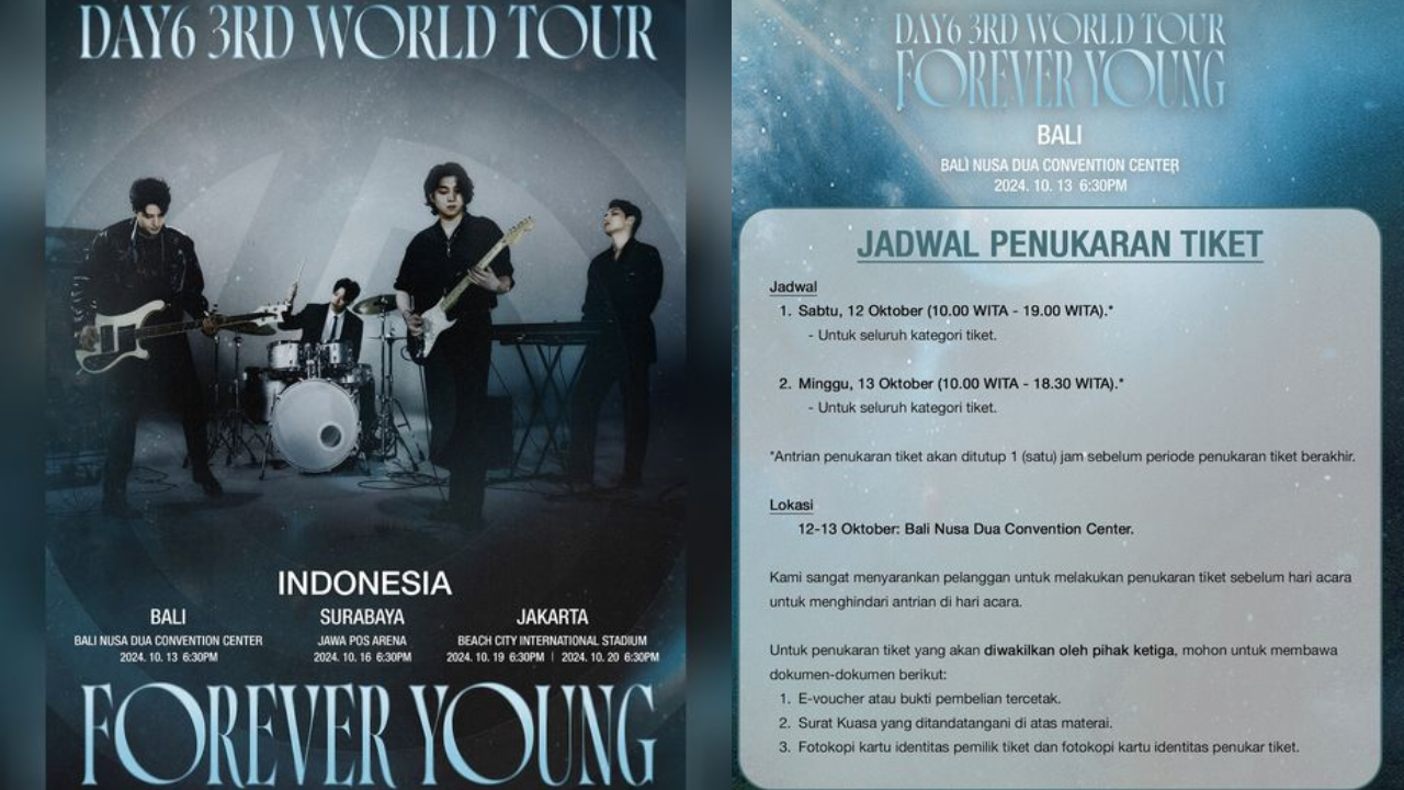 Jadwal dan Cara Penukaran Tiket Konser DAY6 di Indonesia Oktober 2024, MY DAY Bali, Surabaya, Jakarta Catat!