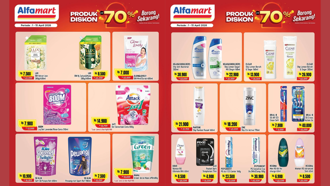 Promo Alfamart Terbaru Hari ini 11 April 2026, Diskon Sabun-Shampo Mandi Mulai Rp13 Ribuan