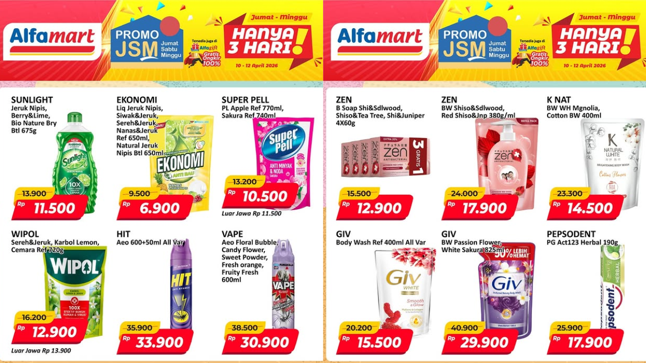 Promo JSM Alfamart Terbaru 12 April 2026, Sunlight Cuma Rp11 Ribuan