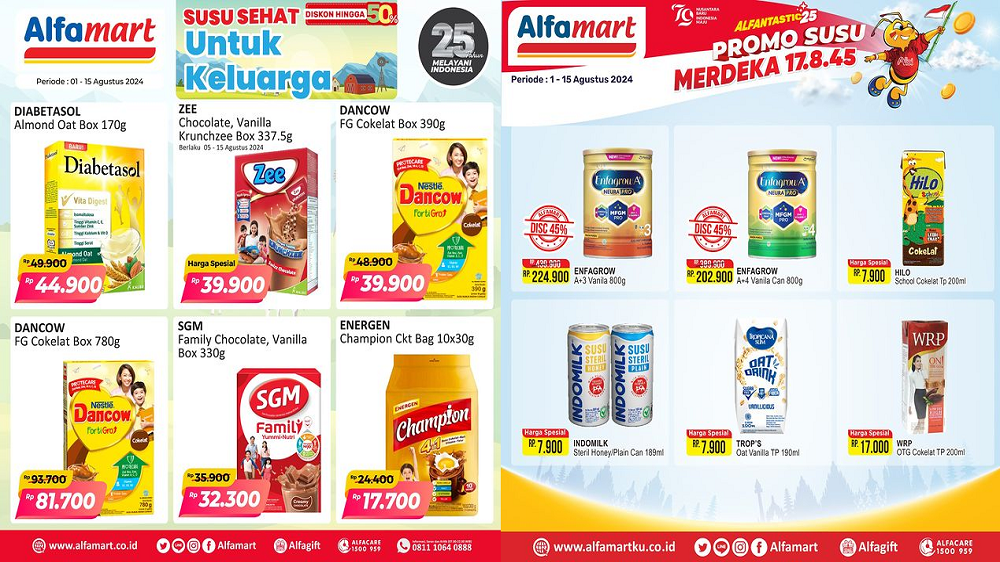 Katalog Promo Alfamart Hari Ini 7 Agustus 2024, Belanja Susu Sehat Cuma Rp17 Ribuan!