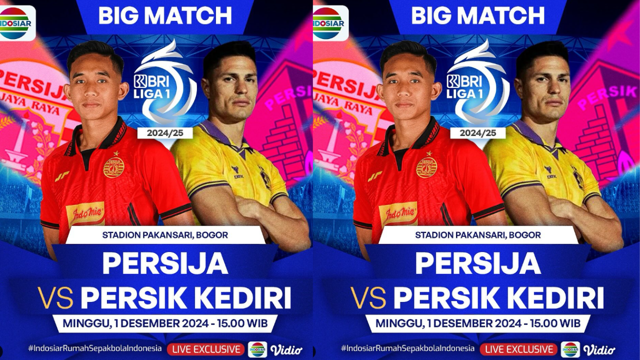 Link Live Streaming Persija Jakarta vs Persik Kediri di Liga 1 Hari Ini 1 Desember 2024, Kick Off Pukul 15.30 WIB.