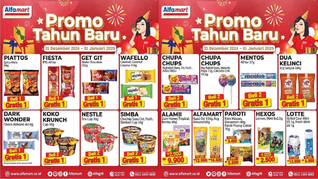 Promo Alfamart Spesial Tahun Baru 31 Desember 2024-1 Januari 2025, Snack Permen Beli 1 Gratis 1!