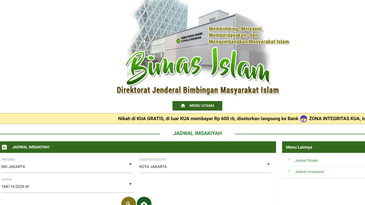 Link Download Jadwal Imsakiyah Ramadhan 2026 di Jabodetabek Gratis Versi Pemerintah dan Muhammadiyah