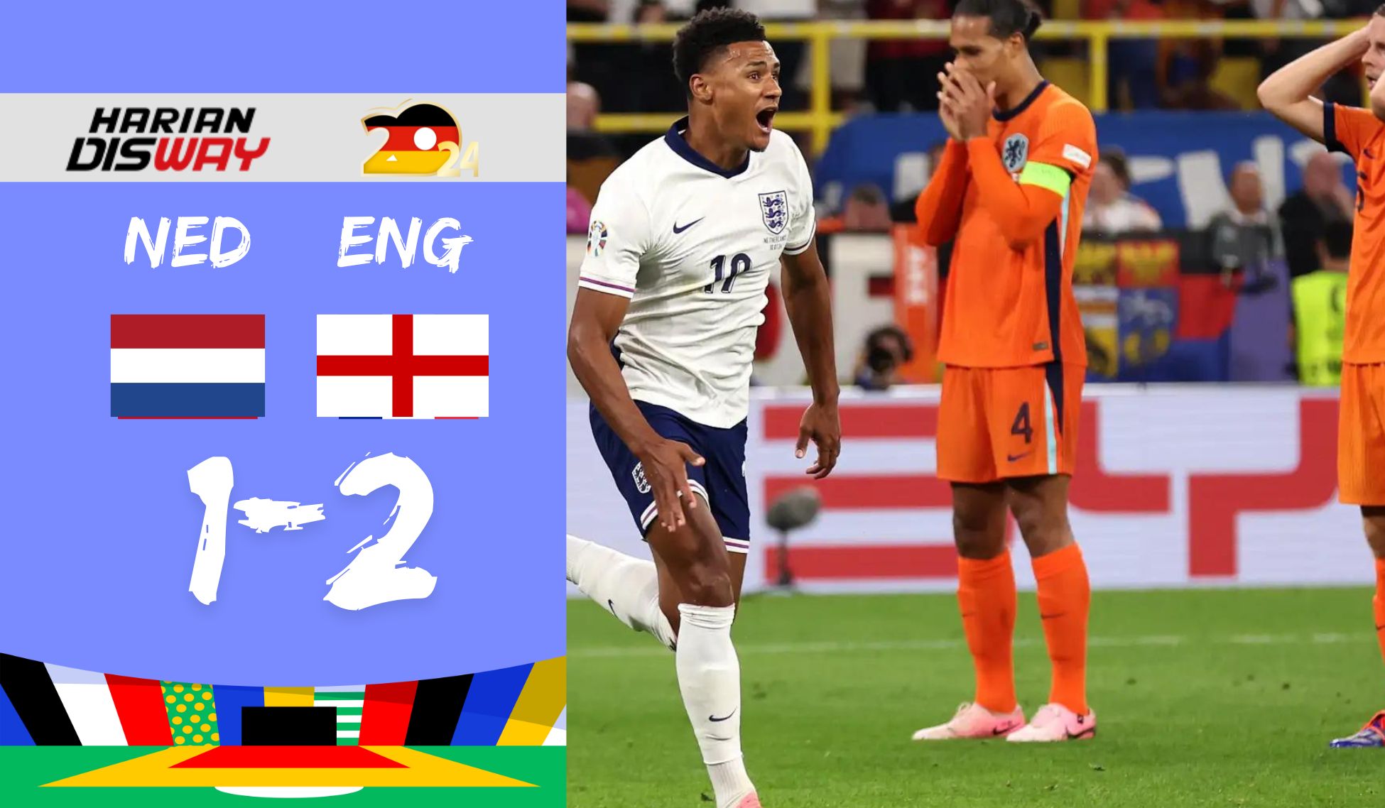 Hasil Semifinal Euro 2024 Belanda vs Inggris: Gol Telat Ollie Watkins Bawa Three Lions Tantang Spanyol di Final