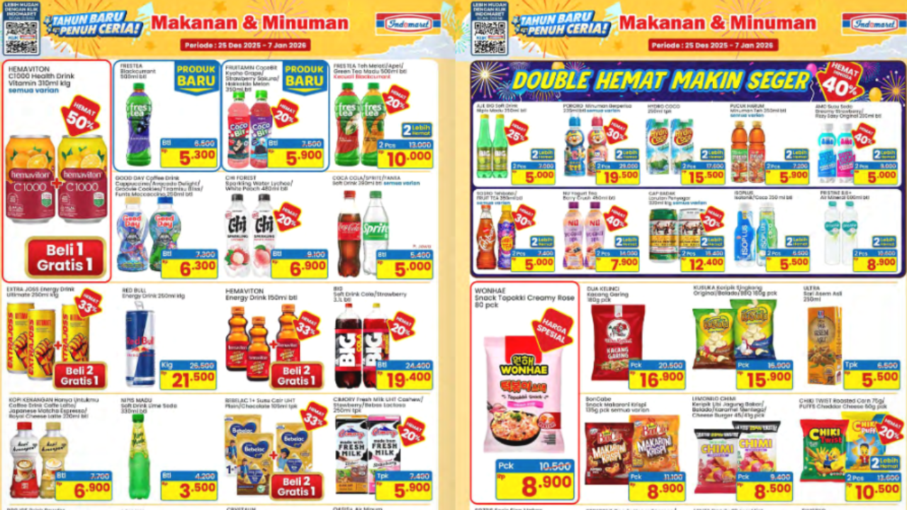 Katalog Promo Indomaret Spesial Akhir Tahun 2025 Hari ini, BIG Soft Drink Cola-Strawberry 3L Cuma Rp19 Ribuan