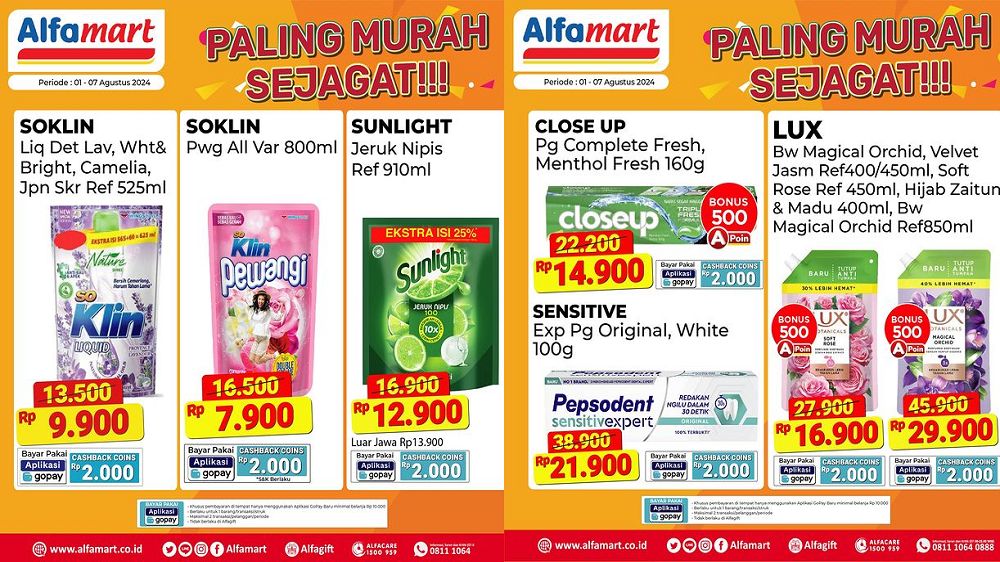 Katalog Promo Alfamart Hari Ini 1 Agustus 2024, Belanja Soklin Pewangi Cuma Rp7 Ribuan!