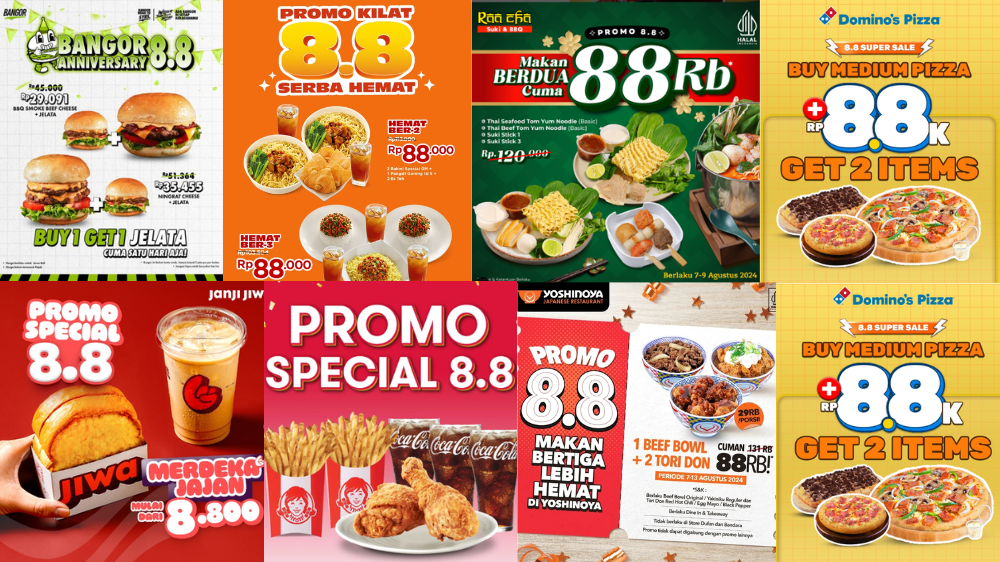 12 Promo Makanan dan Minuman Spesial 8.8 Agustus 2024, Ada Yoshinoya, Bakmi GM, Wendy's, hingga Kopi Janji Jiwa 