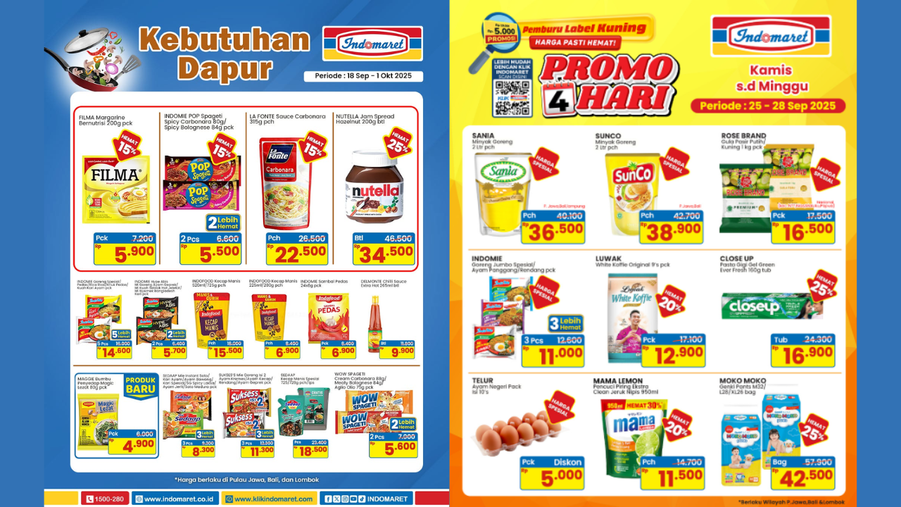 Katalog Promo JSM Indomaret Terbaru 26-28 September 2025, Harga Minyak Goreng-Gula Pasir Mulai Rp16 Ribu