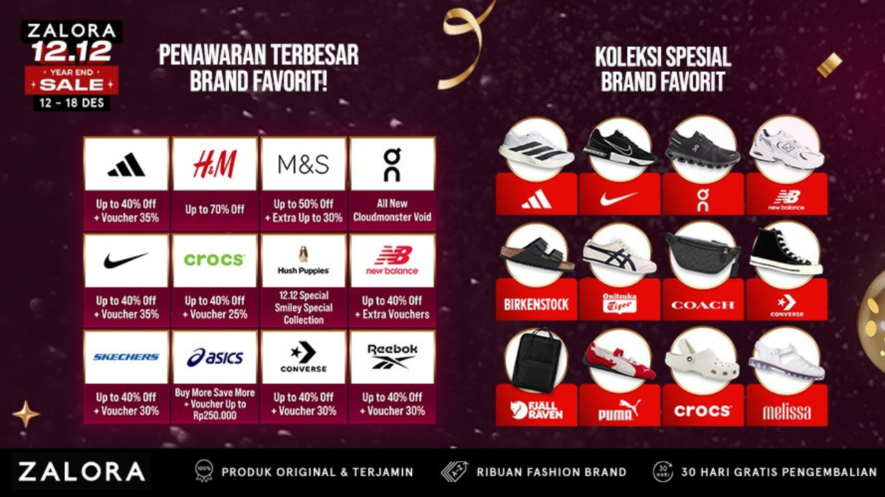 Daftar Promo Zalora 12.12 Desember 2025, Flash Sale 12 Jam dan Diskon hingga 70 Persen