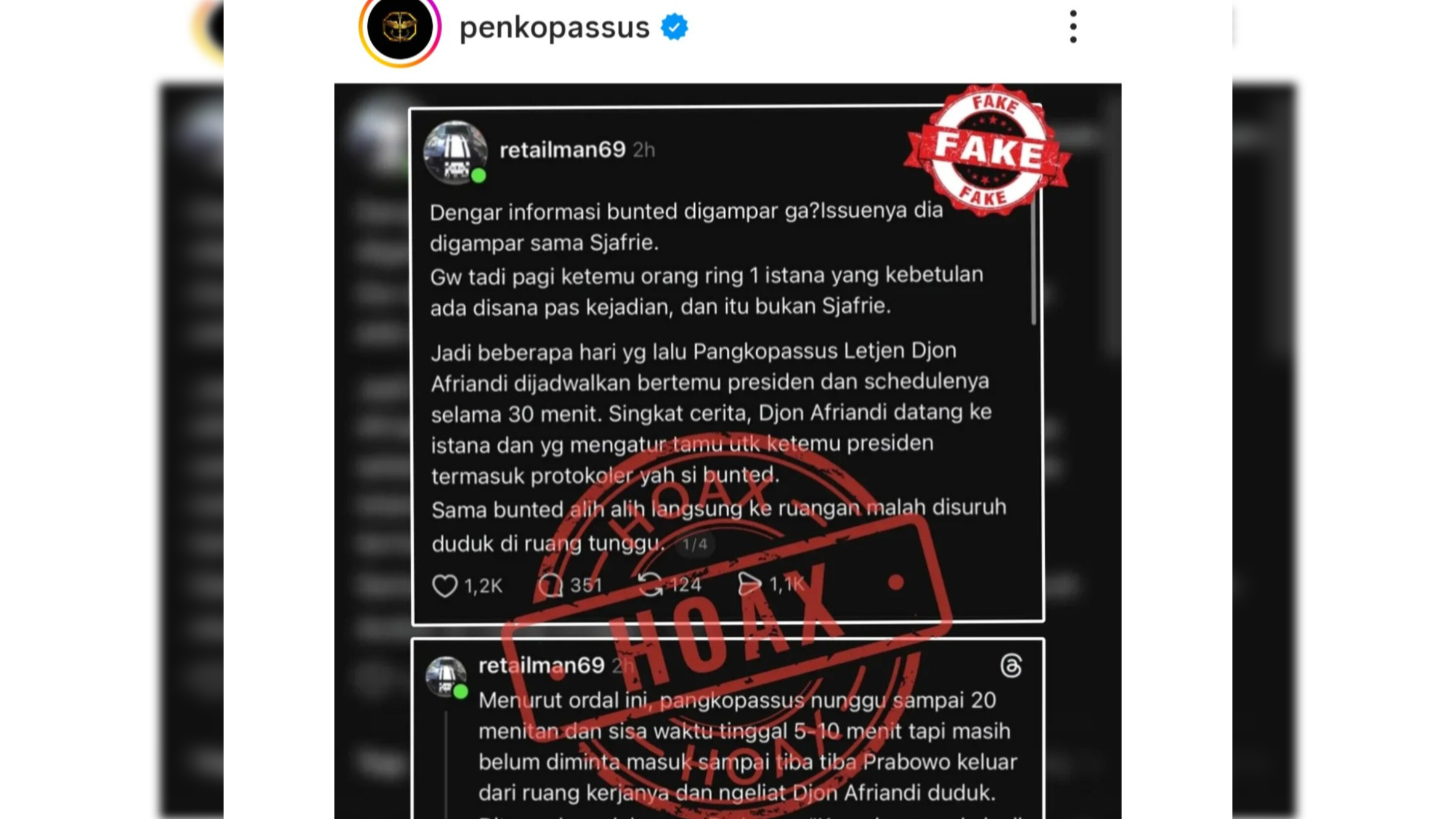 Kopassus Pastikan Isu Ribut-ribut Pangkopassus vs Seskab HOAKS!