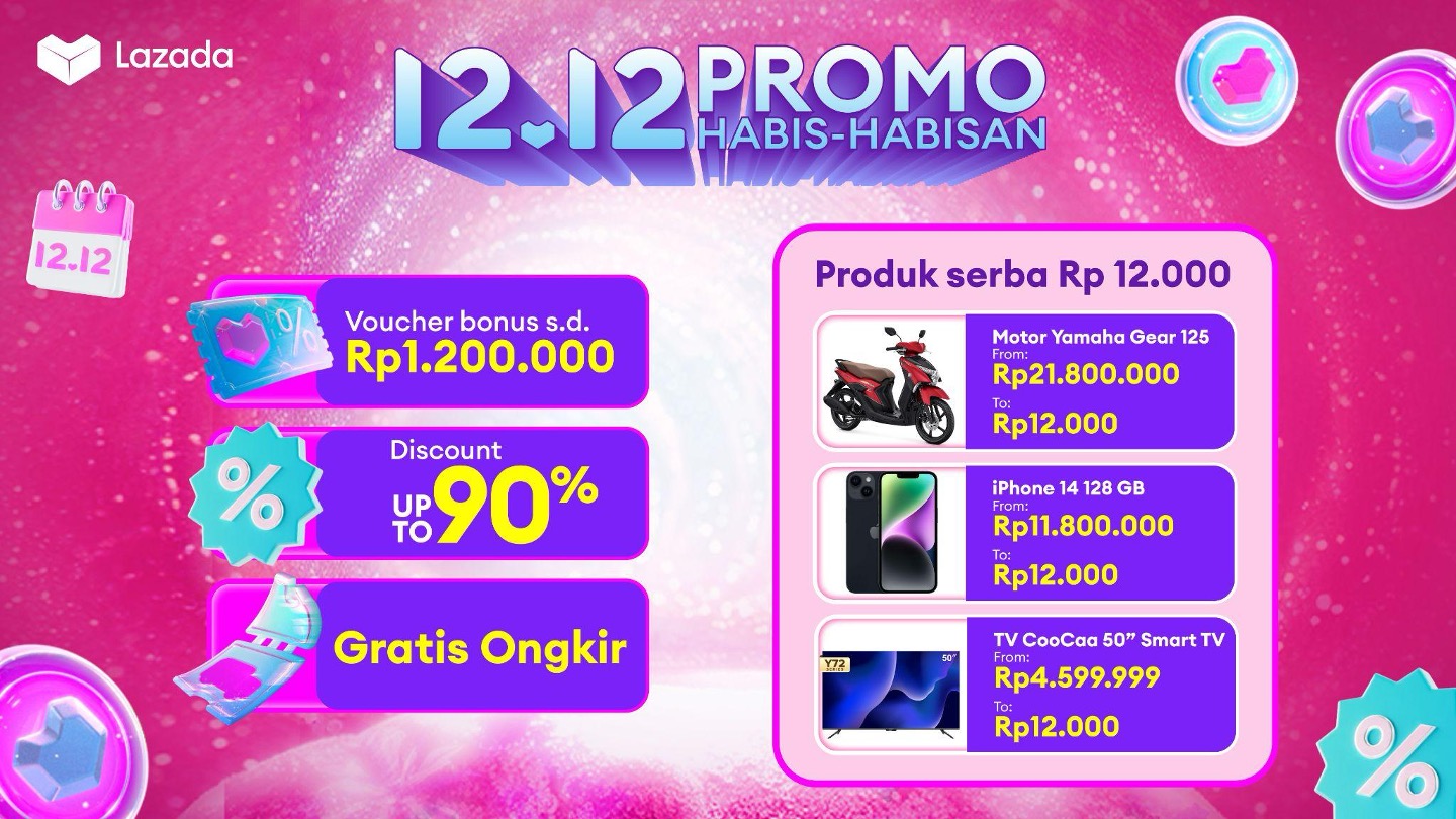 Lazada 12.12 Promo Habis-Habisan, Belanja Online Spektakuler, Harga Murah!