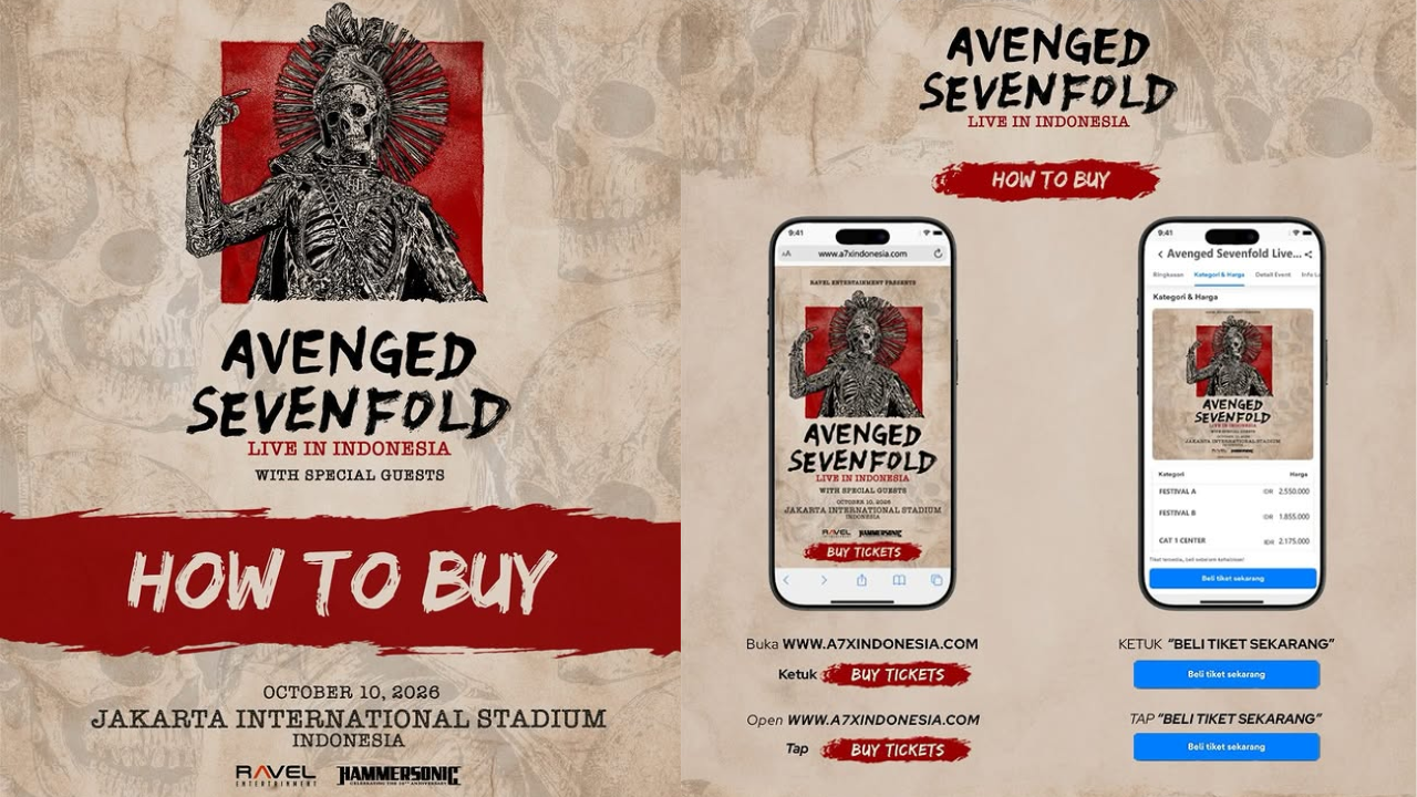 Link dan Cara Beli Tiket Konser Avenged Sevenfold di Jakarta 2026, Dibuka Mulai Hari Ini