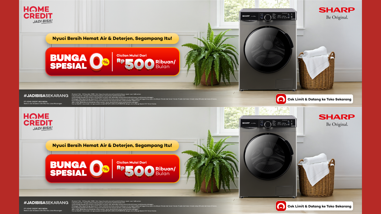 Buat IRT! Nih Simulasi Kredit Cicilan Mesin Cuci Sharp Tenor 6 Bulan Cuma Bayar Rp500 Ribu 