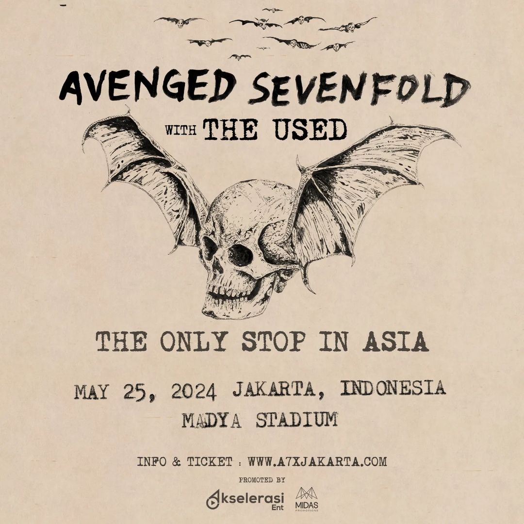 Avenged Sevenfold Kembali Konser di Jakarta Setelah 8 Tahun Lamanya, Boyong The Used Sebagai Band Pembuka