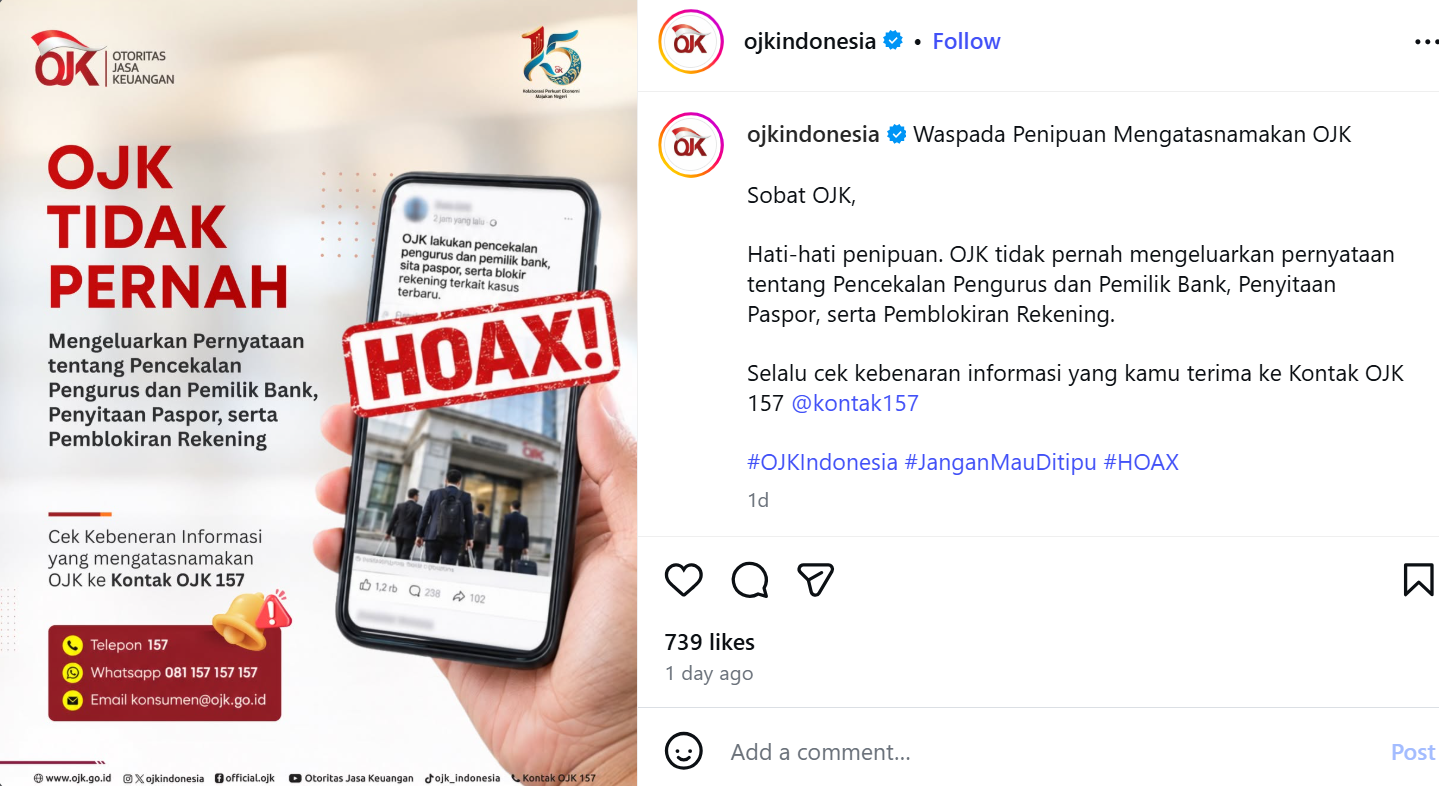 OJK Buka Suara soal Isu Pencekalan Bos Bank Swasta, Ini Klarifikasinya