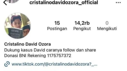 Beredar Akun Instagram Bernama David Ozora Minta Donasi, Kuasa Hukum : Tidak Benar, Akun Penipu Itu!  