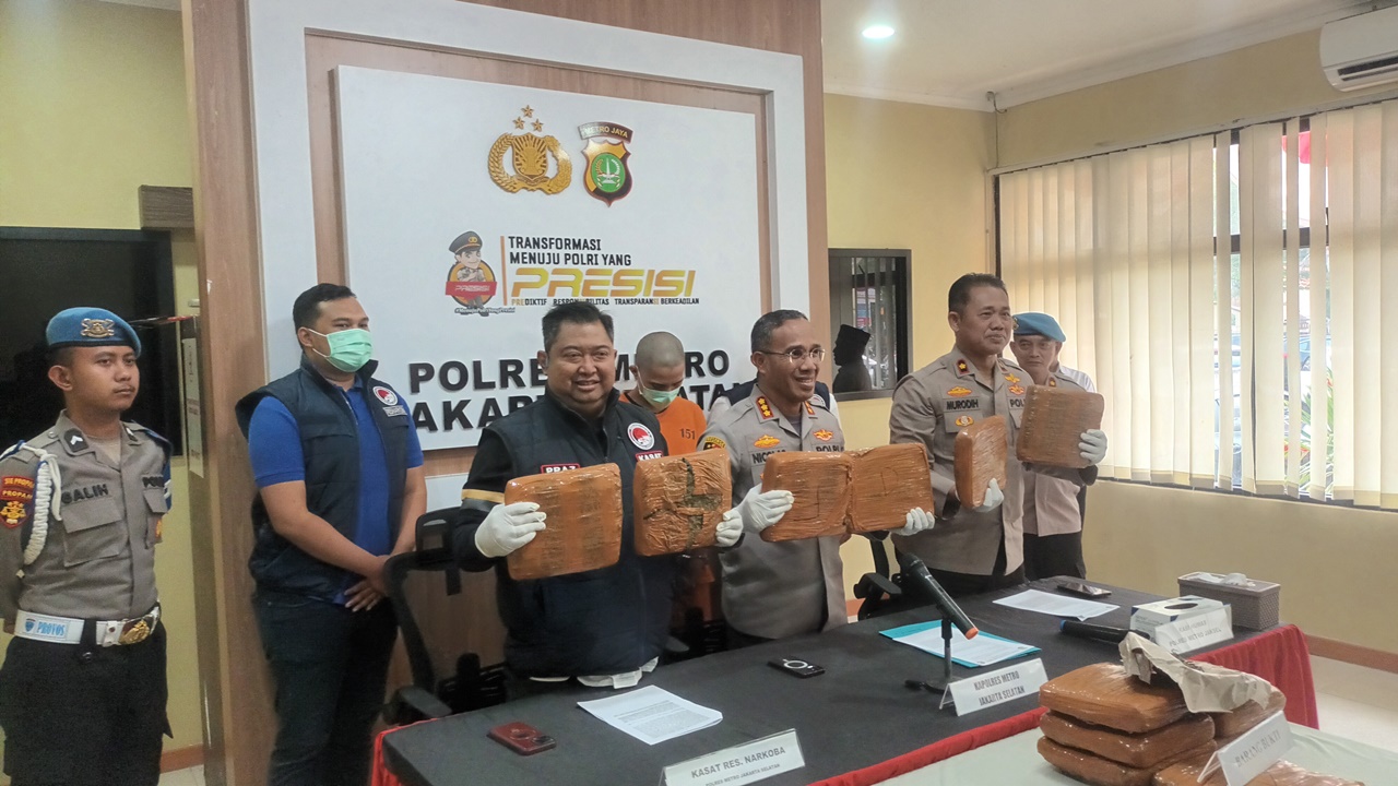 Polres Jaksel Ungkap Pengedar Ganja 253 Kg, Tersangka  Dikendalikan dari Lapas