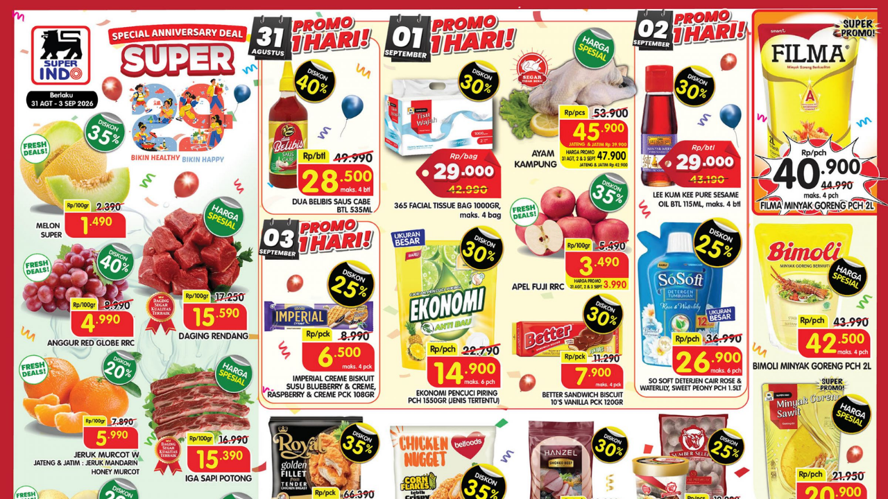 Katalog Promo Superindo Minggu Ini 31 Agustus-3 September 2025, Diskon Deterjen Rp14.900