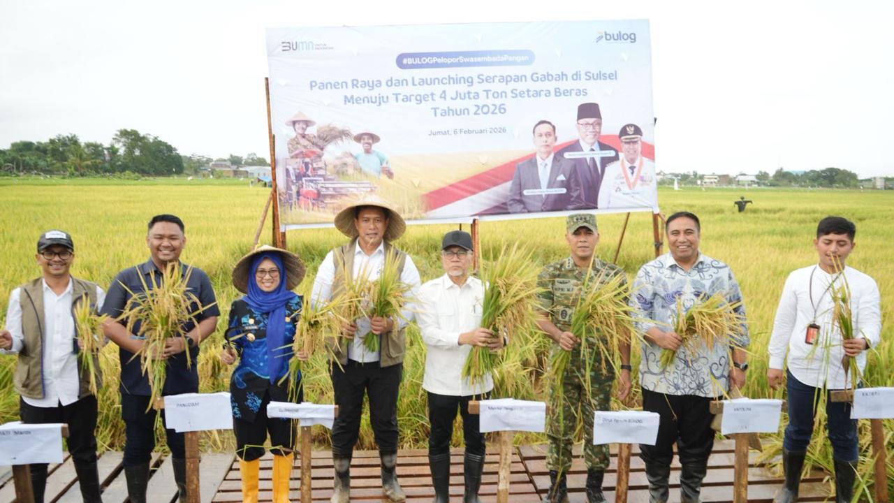 Dirut Bulog dan Menko Pangan Melaunching Serapan Gabah di Maros Sulsel, Topang Target 4 Juta Ton Setara Beras 2026