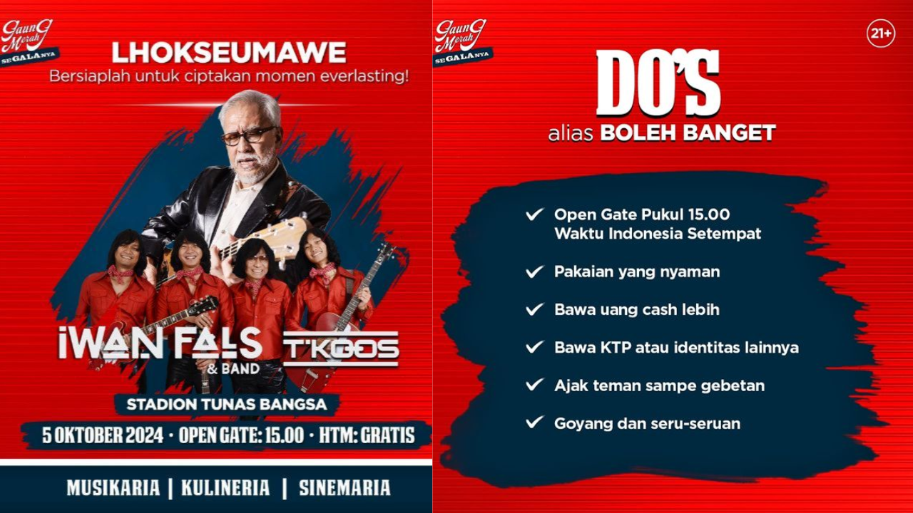 Warga Aceh! Konser Gratis Iwan Fals di Lhokseumawe 5 Oktober 2024, Cek Lokasi di Sini