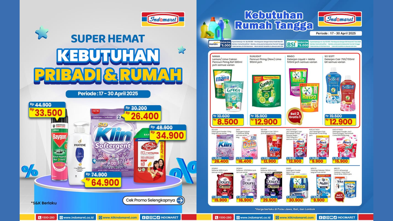 Katalog Promo Indomaret Periode 28-30 April 2025, Diskon Sabun Pencuci Piring Cuma Rp8.000