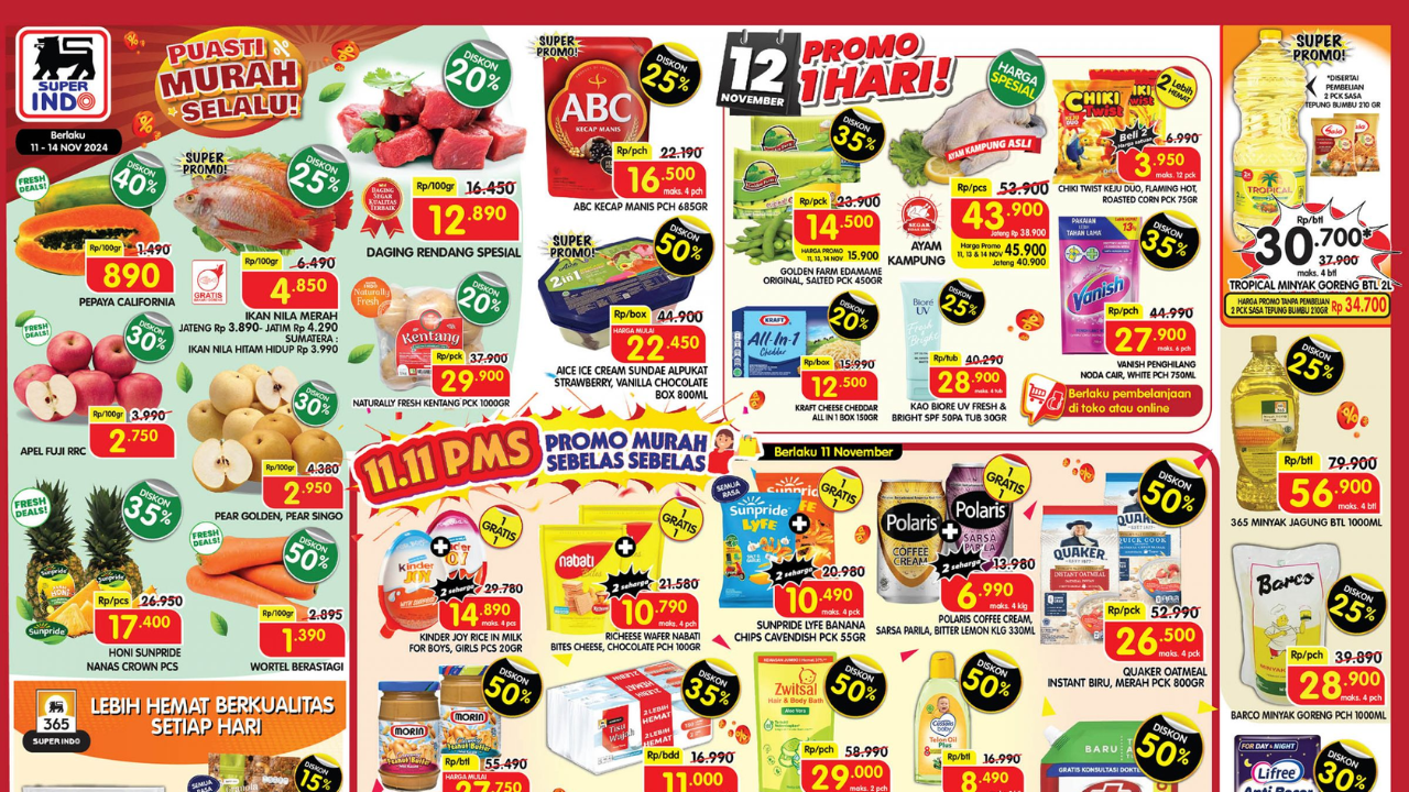 SERBU! Promo 11.11 Superindo 11-14 November 2024, Ikan Nila Merah Rp4 Ribuan