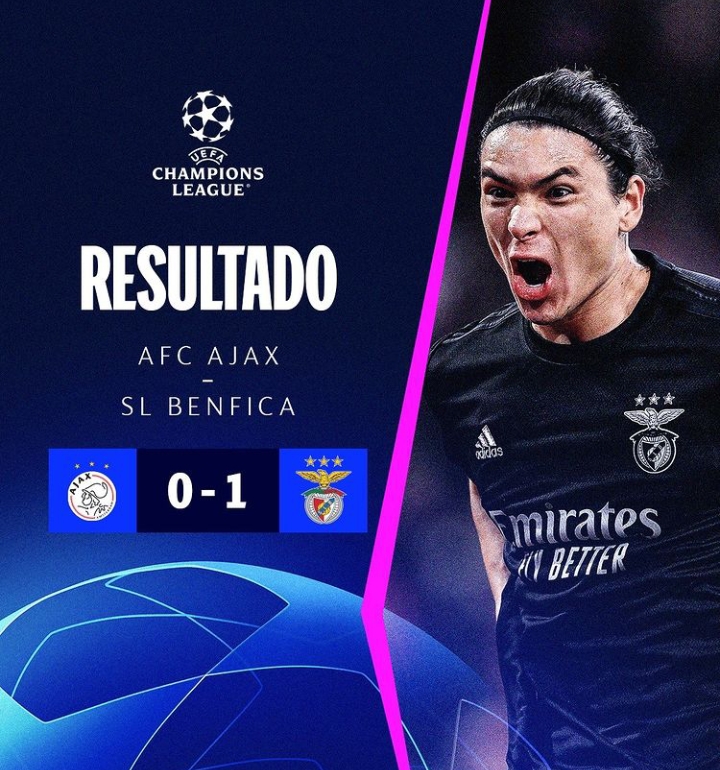 Gasak Ajax 1-0, Benfica Lolos ke Perempat Final Liga Champion