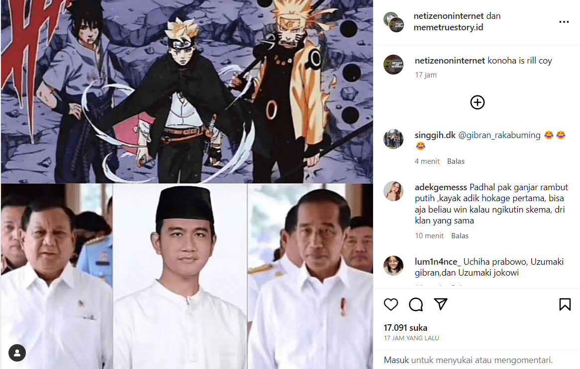 Meme Lucu Pilpres 2024, Jokowi Bagaikan Naruto, Gibran adalah Boruto: Jokowi Next Generation