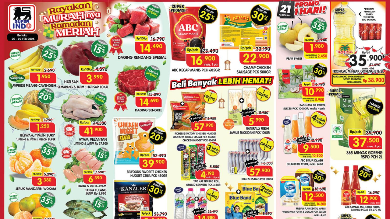 Promo JSM Superindo Minggu Ini 20-22 Februari 2026, Sambut Ramadhan Daging Rendang dan Sengkel Rp14 Ribuan
