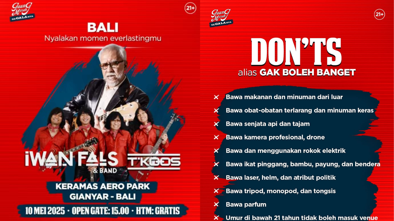 Konser Gratis Iwan Fals di Bali 10 Mei 2025, Cek Lokasi dan Waktunya di Sini