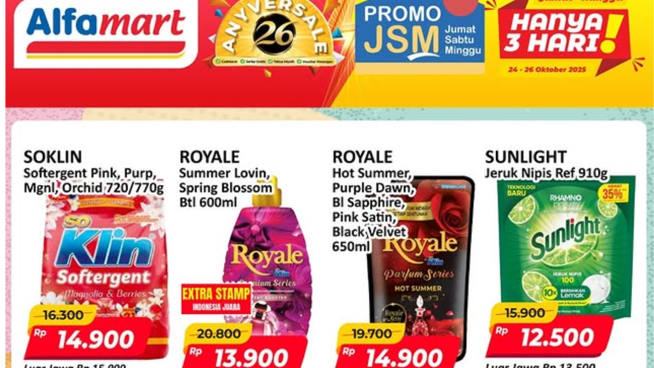 Promo JSM Alfamart Terbaru 26 Oktober 2025, Spesial Gajian Sabun Pencuci Piring Rp12 Ribuan