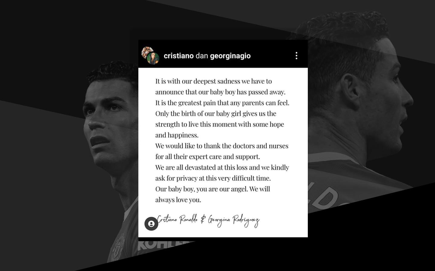 Ronaldo berduka, Bayi Kembar yang Baru Dilahirkan Kekasihnya Georgina Rodriguez Meninggal 